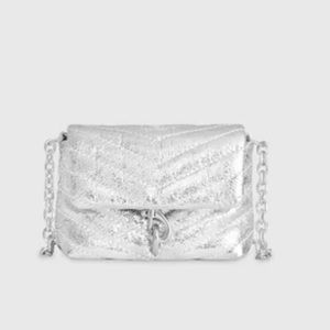 Rebecca Minkoff | Edie Quilted Micro Crossbody Silver | NEVER USED
